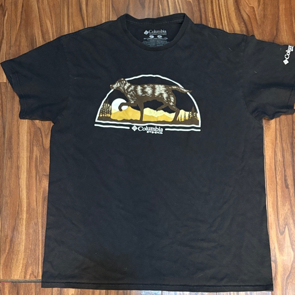 Columbia Black Tee with Nature Graphic